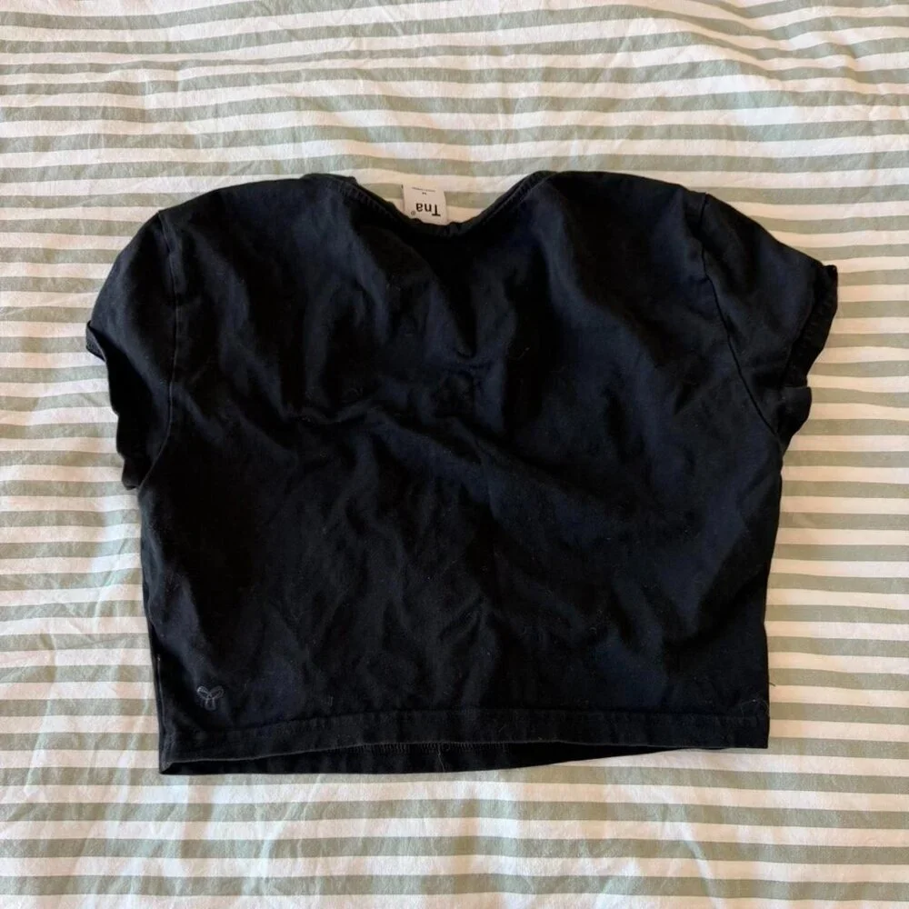 Black Cropped Tshirt Tna By 883 A - Picture 2 of 2